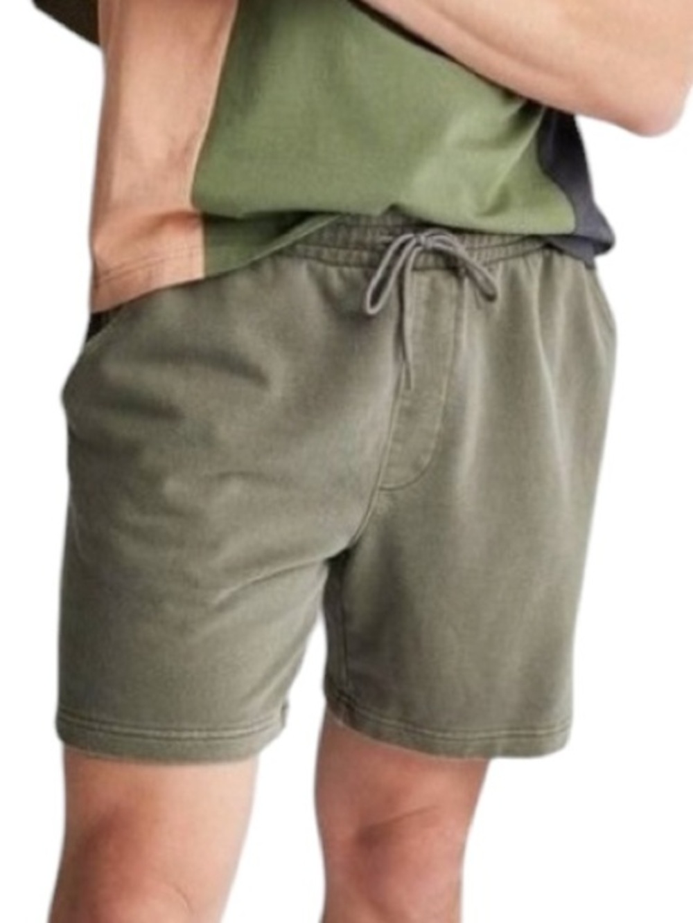 NA XXXX ???? French Terry Soft Knit Shorts Olive Army Green Midrise Regular Fit